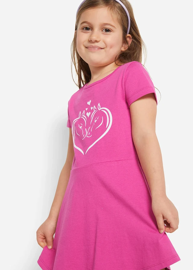 Jersey jurk (set van 2) van biologisch katoen • saffierblauw+fuchsia • product-page.page-title-suffix
