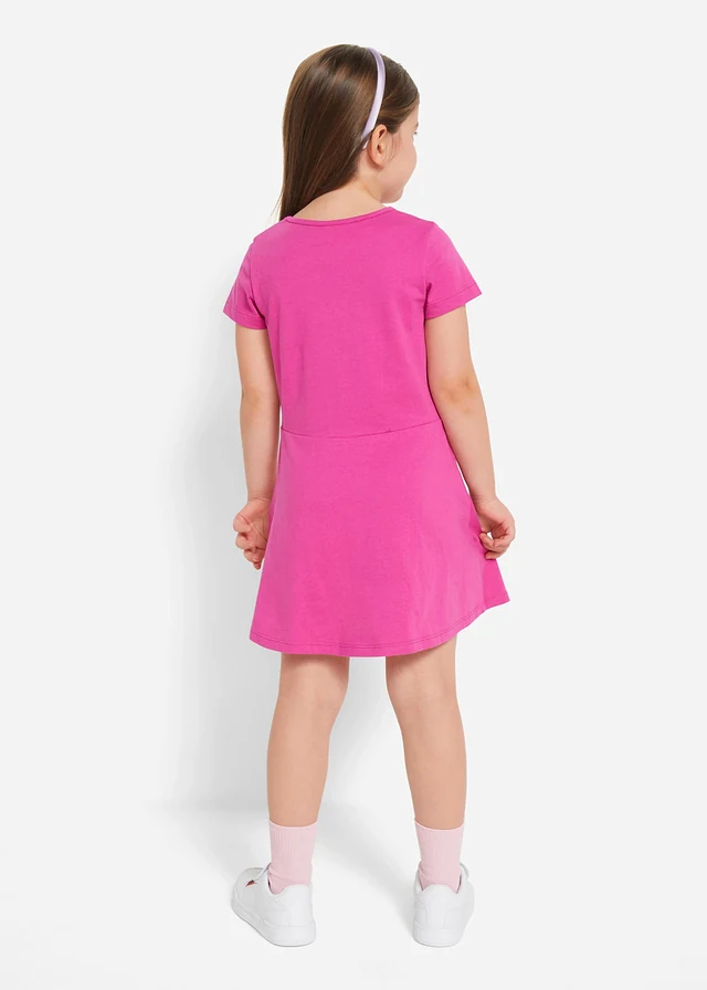 Jersey jurk (set van 2) van biologisch katoen, Kleur: saffierblauw+fuchsia