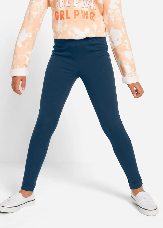Lot de 3 leggings, Couleur: bleu foncé + turquoise foncé + gris clair chiné