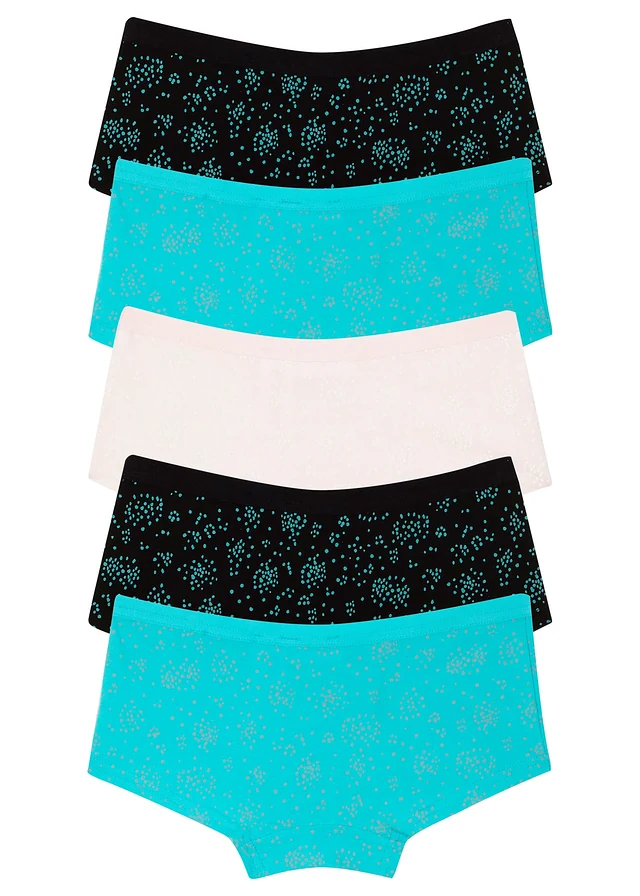 Hipster met katoen (set van 5), Kleur: aqua+lichtroze+zwart gedessineerd