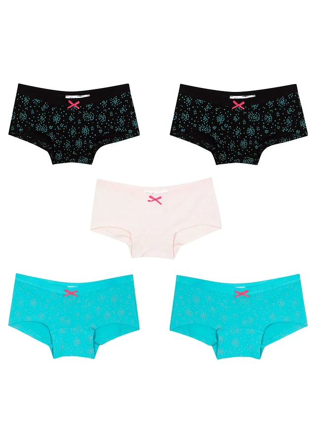 Hipster met katoen (set van 5), Kleur: aqua+lichtroze+zwart gedessineerd