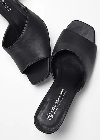 Slippers met blokhak • zwart • bonprix online shop