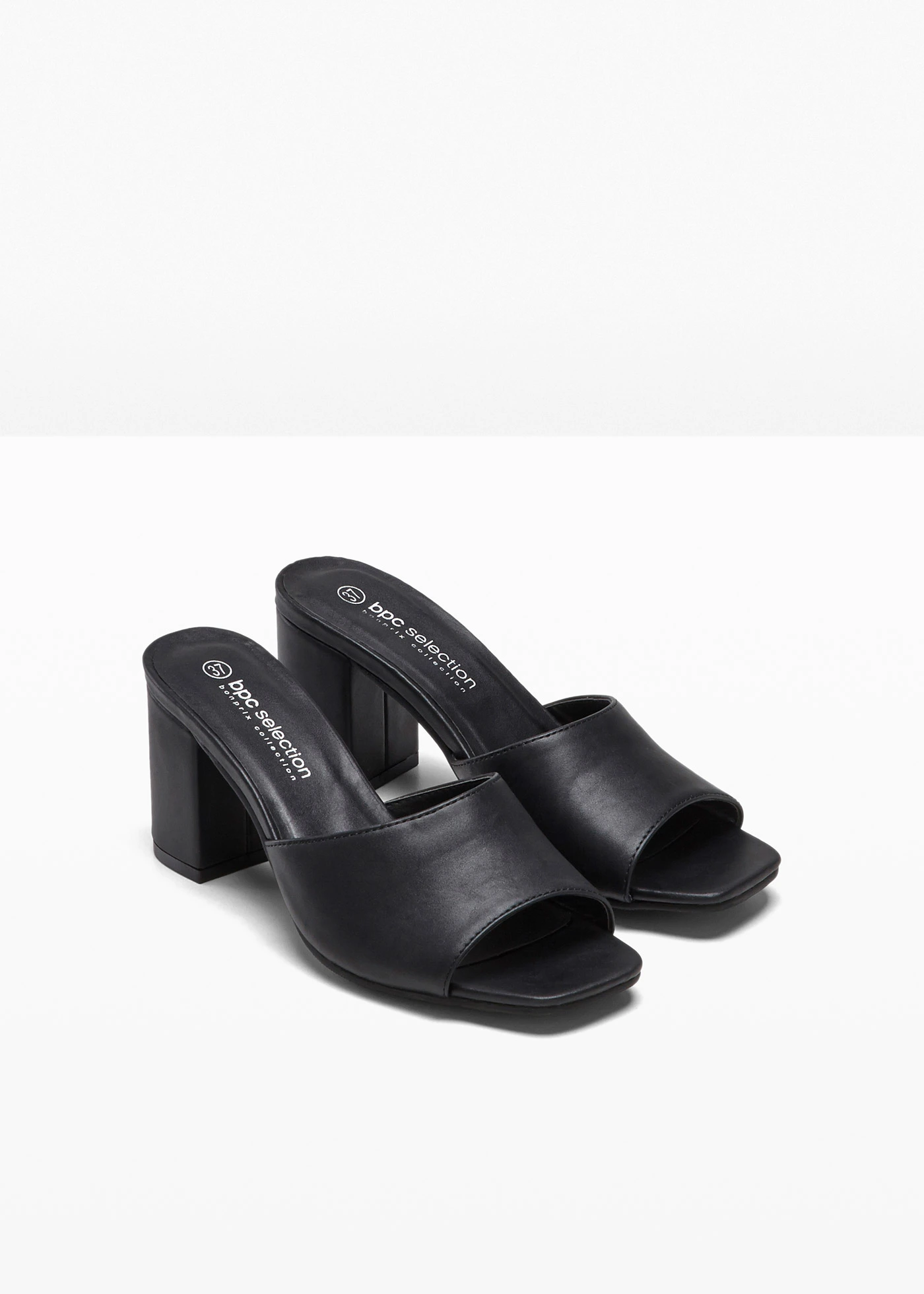 Slippers met blokhak • zwart • bonprix online shop
