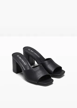 Slippers met blokhak • zwart • bonprix online shop