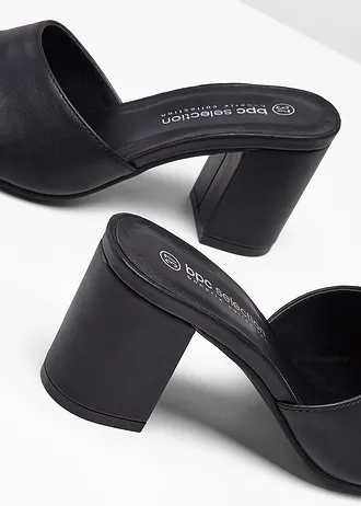 Slippers met blokhak • zwart • bonprix online shop