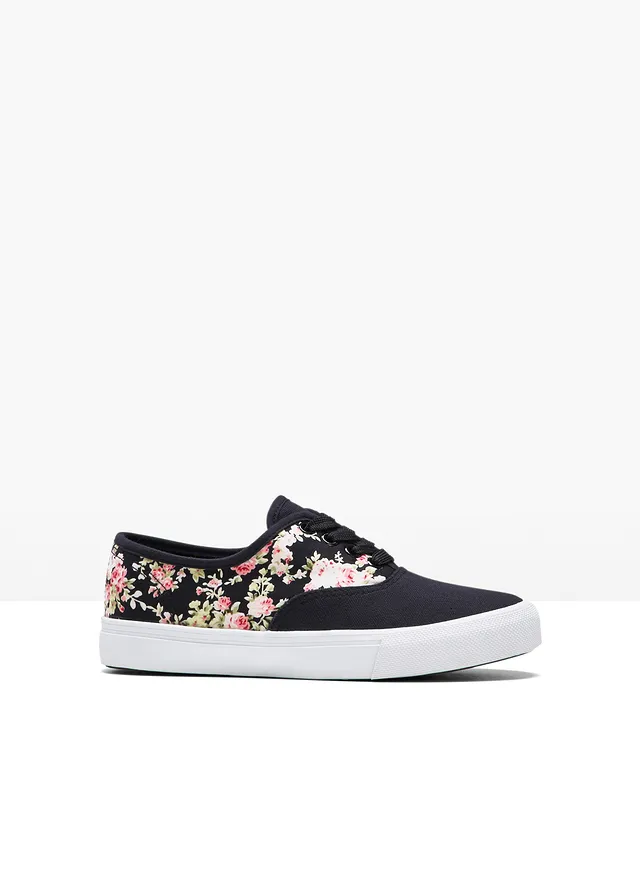 Tennis en toile coton, Couleur: noir floral