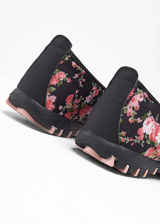Ballerina's, Kleur: zwart gebloemd