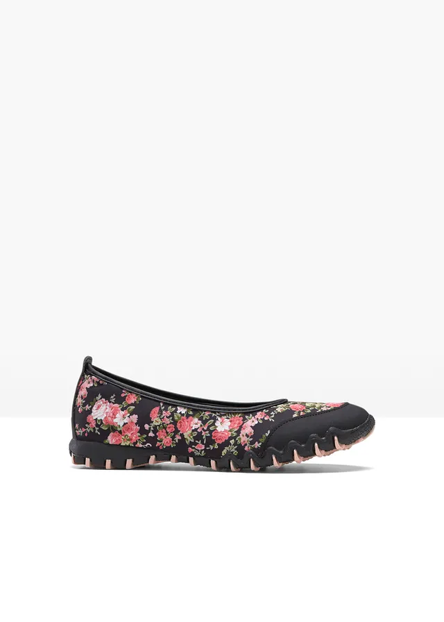 Ballerina's, Kleur: zwart gebloemd