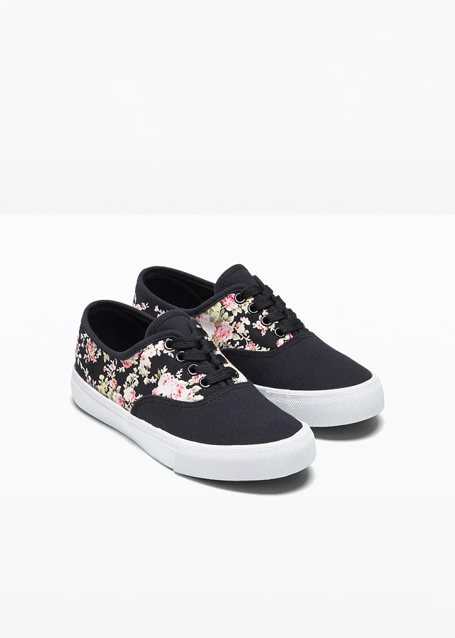 Tennis en toile coton, Couleur: noir floral