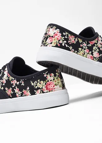 Tennis en toile coton • noir floral • Boutique bonprix