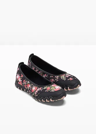 Ballerines à semelle crantée • noir floral • Boutique bonprix
