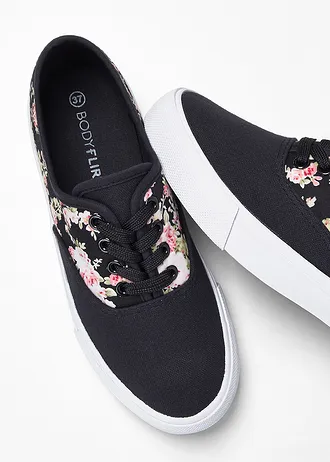 Sneakers • zwart gebloemd • bonprix online shop