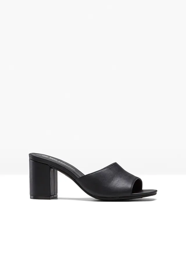 Slippers met blokhak • zwart • bonprix online shop