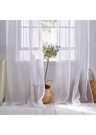Gordijn van lichte voile met tunnelband (2 stuks) • wit • bonprix online shop