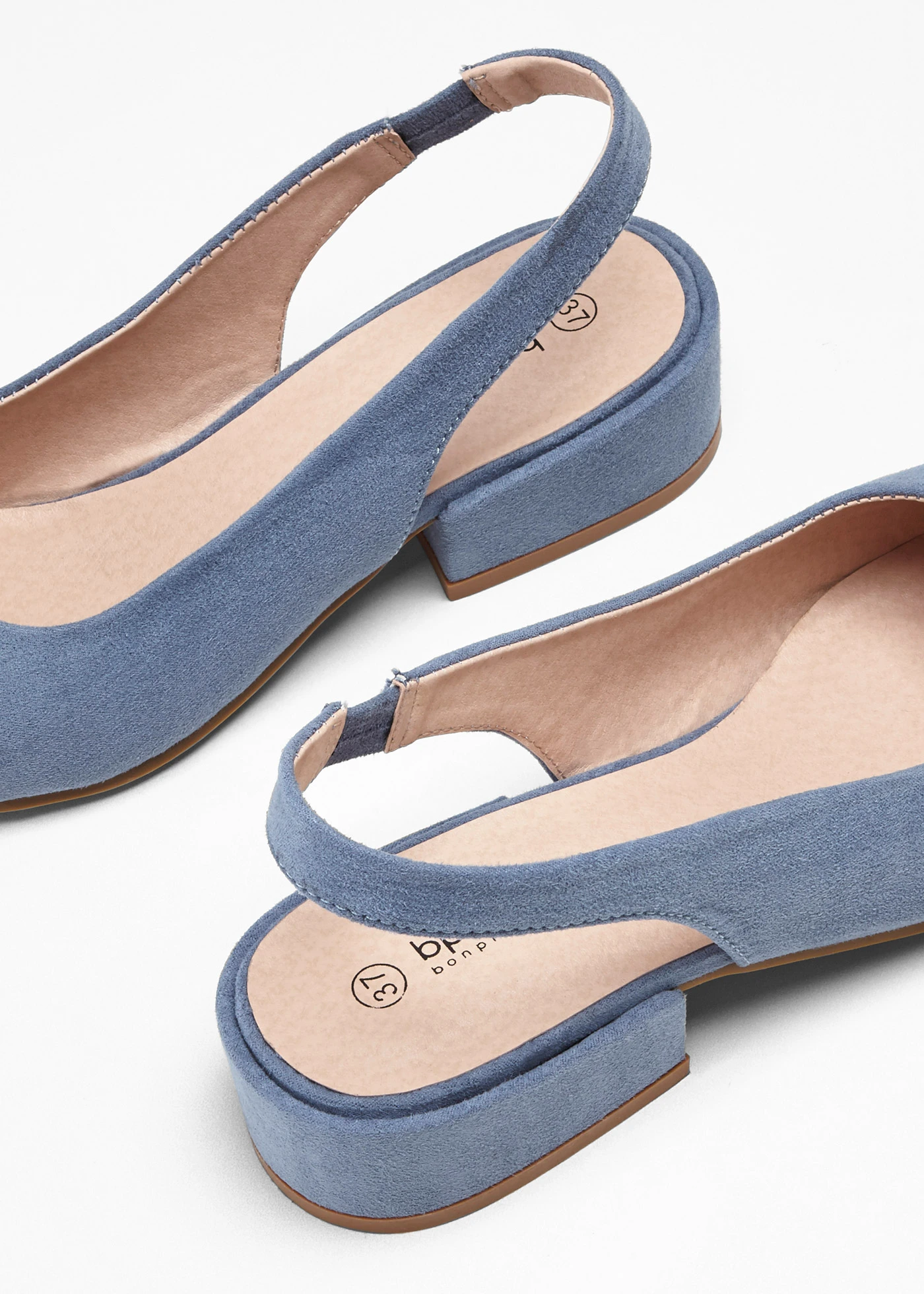 Pantofi cu călcâi liber și toc plat • albastru jeans • magazin bonprix