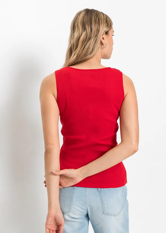 Top côtelé 100% coton, Couleur: fraise