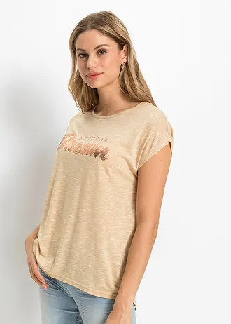 Longshirt van viscosemix, Kleur: beige gemêleerd