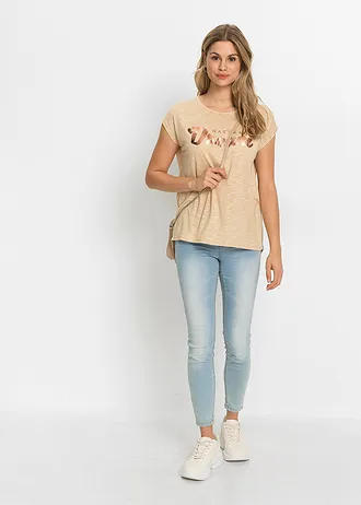 Longshirt van viscosemix, Kleur: beige gemêleerd