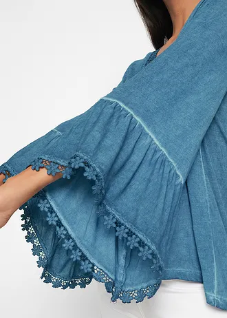 Shirt tuniek met kant • jeansblauw used • bonprix online shop
