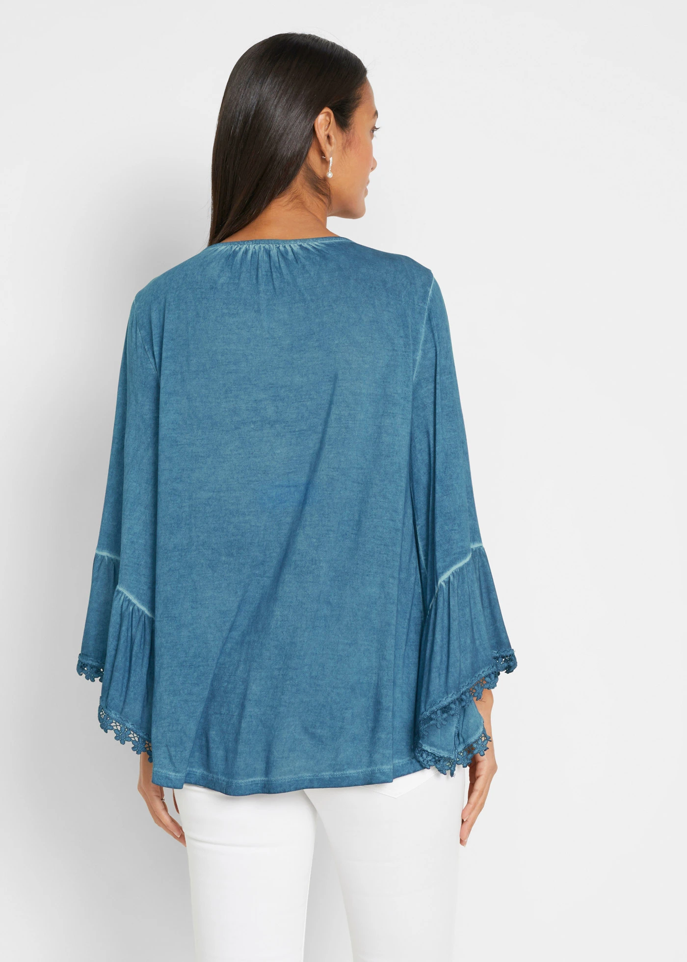 Shirt tuniek met kant • jeansblauw used • bonprix online shop