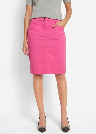 Džínová sukně se strečem • plameňákově růžová • bonprix obchod