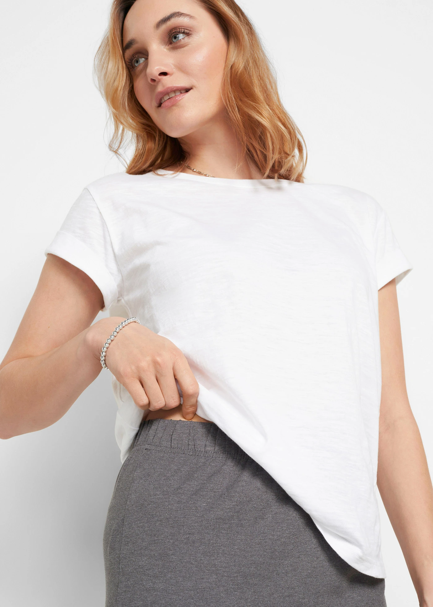 Strečová žerzejová sukně (2 ks v balení) • antracitový melír-černá • bonprix obchod