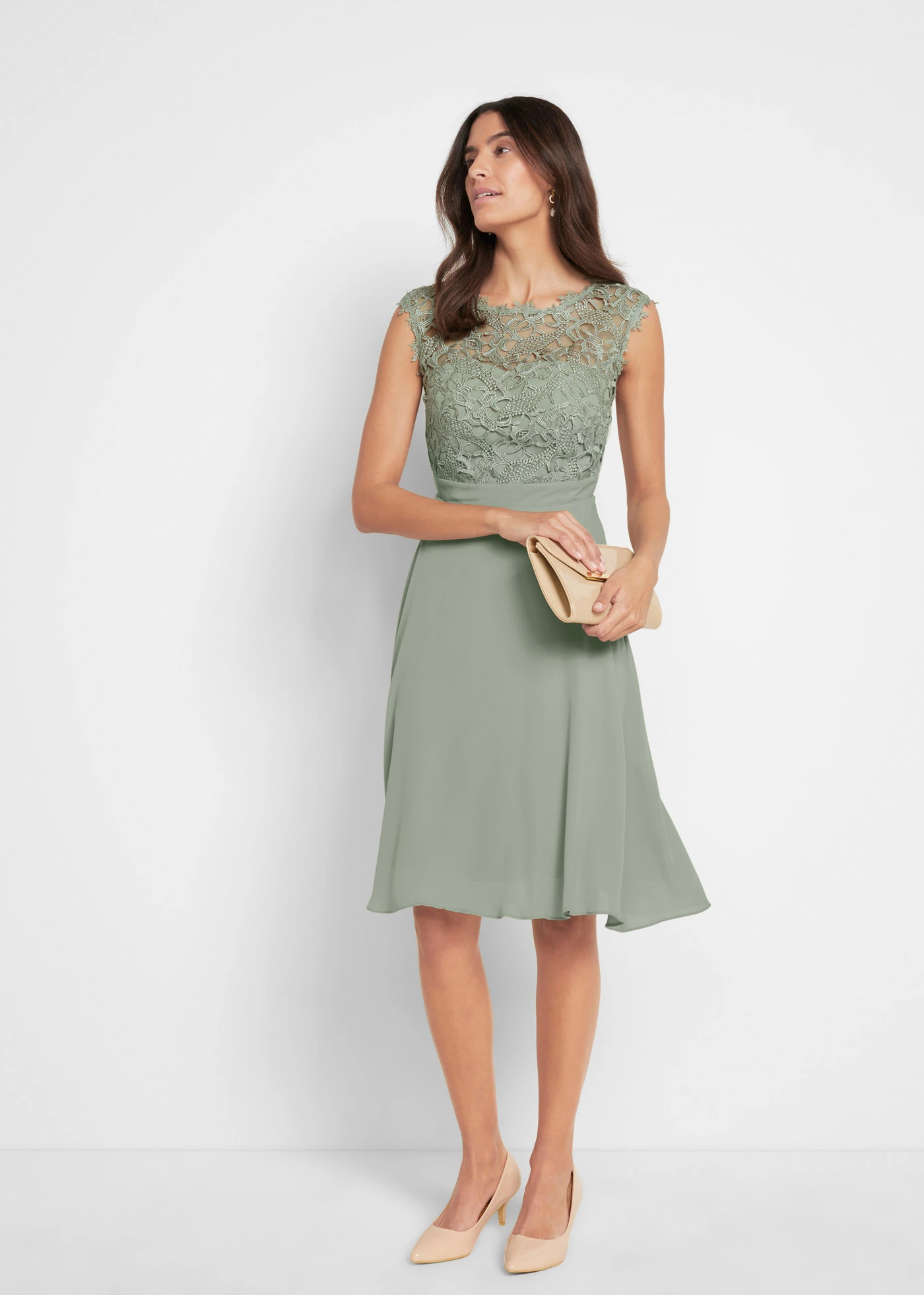 Mini jurk met kant • zeegras • bonprix online shop