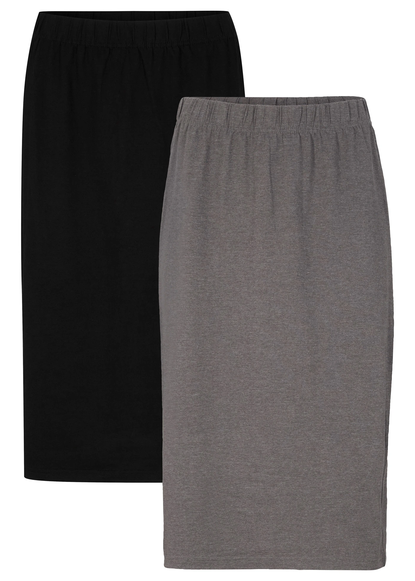 Strečová žerzejová sukně (2 ks v balení) • antracitový melír-černá • bonprix obchod
