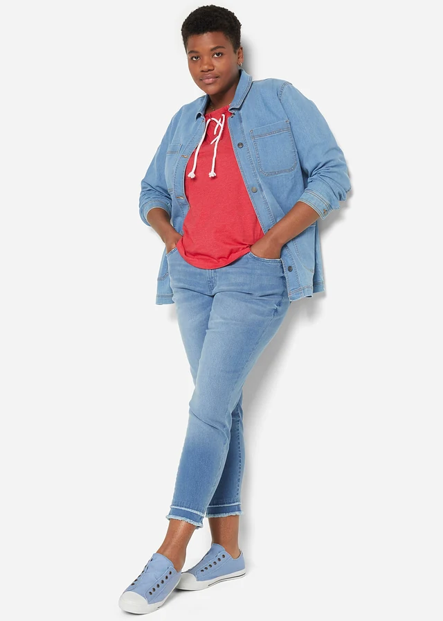 Ultra soft 7/8 jeans, Kleur: lichtblauw denim used