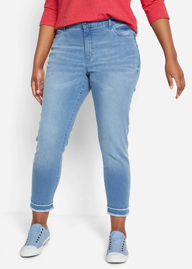 Ultra soft 7/8 jeans, Kleur: lichtblauw denim used
