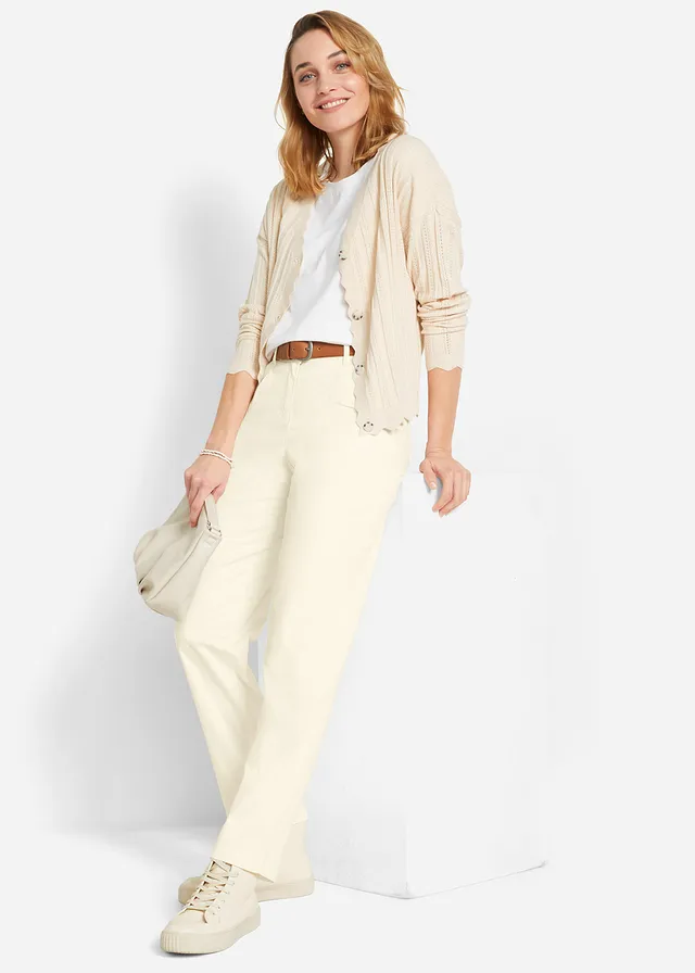 Gilet court en maille ajourée gris galet