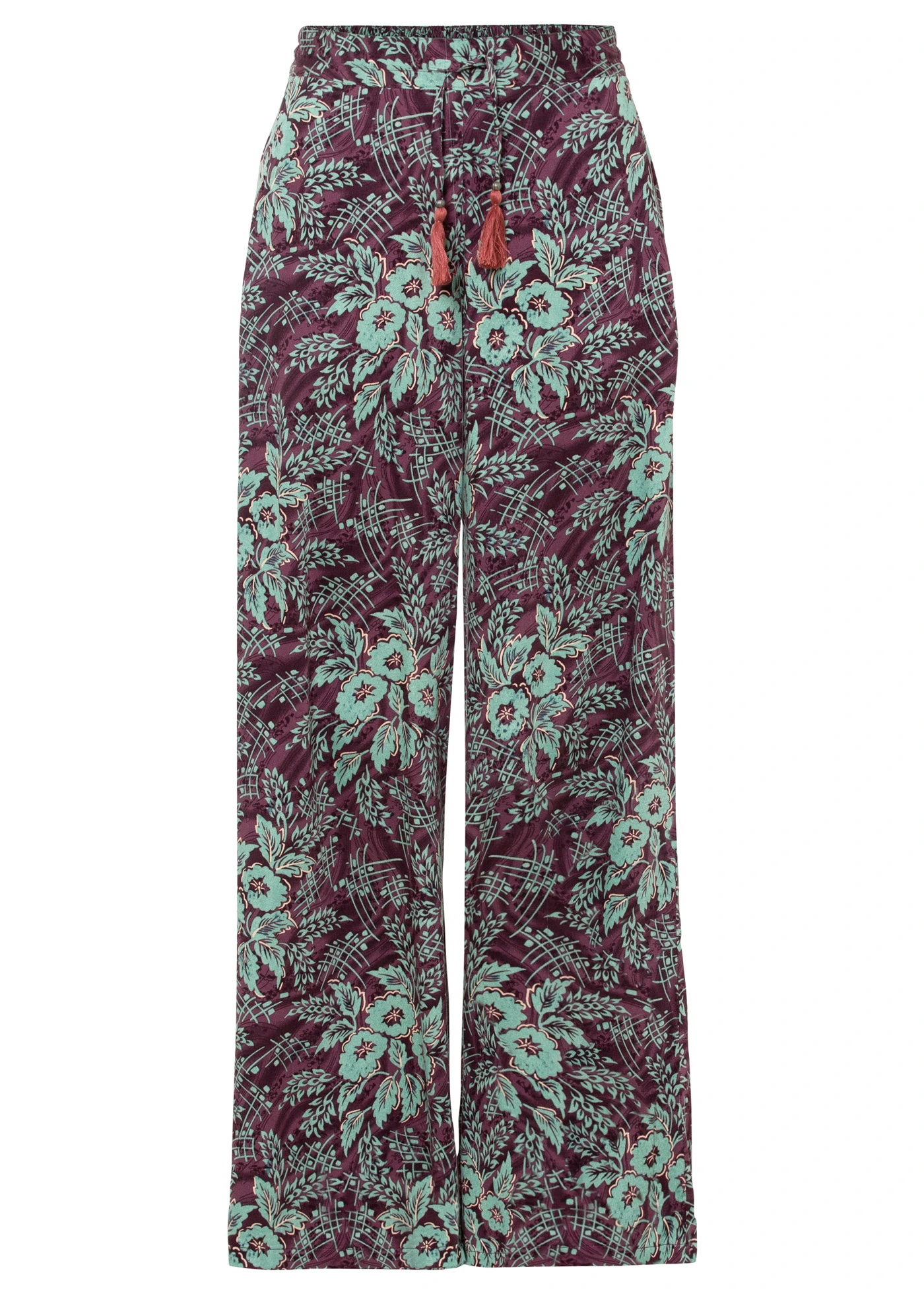 Kalhoty Palazzo ze splývavé viskózy • bobulovo-šalvějově zelená s květy • bonprix obchod