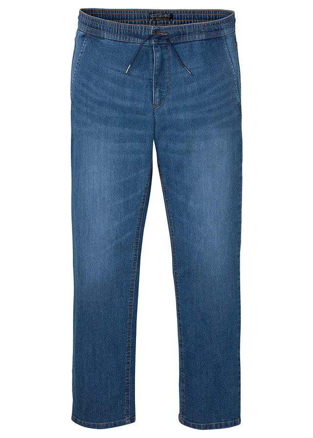 Vékony Regular Fit belebújós sztreccsfarmer kényelmes derekpánttal, Straight • kék denim • bonprix áruház