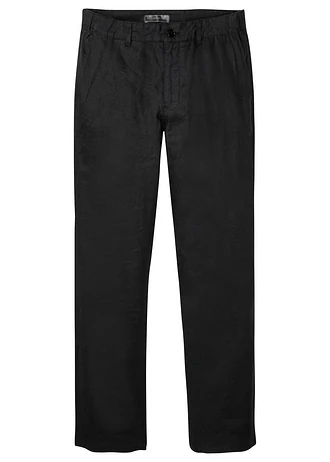 Pantalon chino regular en lin mélangé, droit