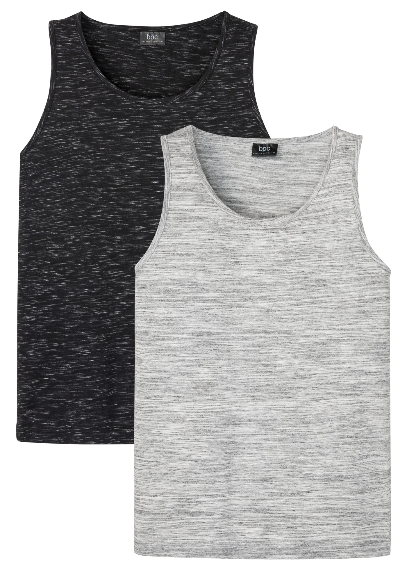 Lot de 2 débardeurs • noir chiné + gris clair chiné • Boutique bonprix