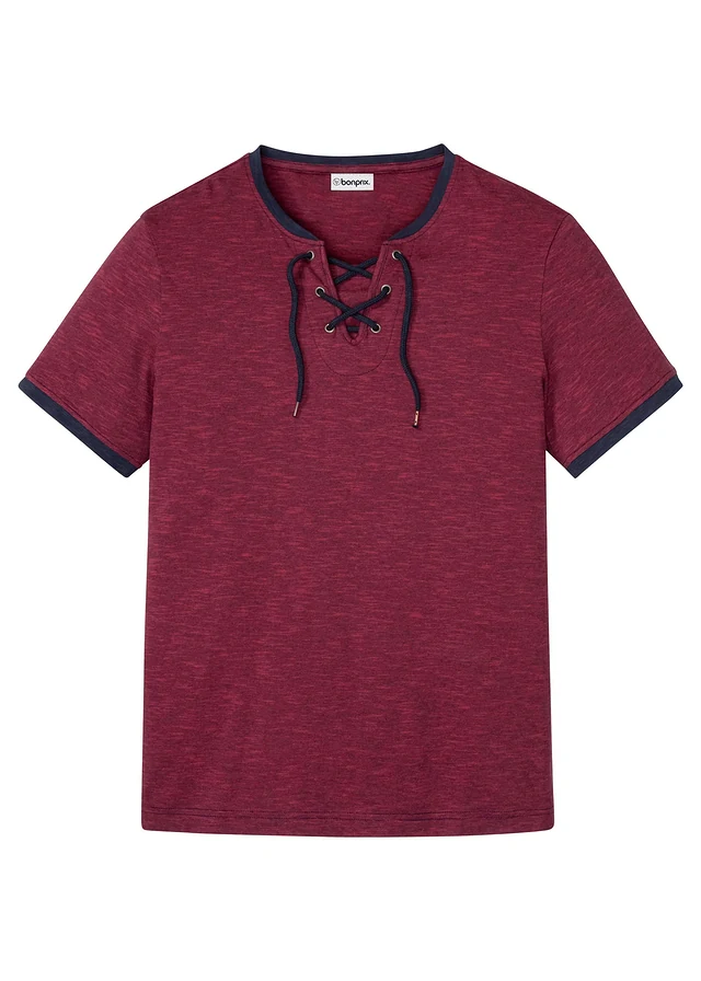 T-shirt met vetersluiting van biologisch katoen