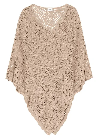 Poncho in gehaakte look • amandelbeige • bonprix online shop