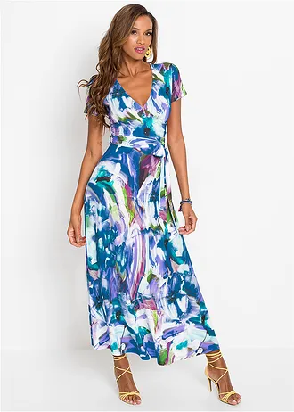 Robe longue, Couleur: bleu/vert floral