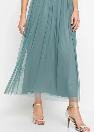 Maxi šaty s výšivkou s flitry • kouřově petrolejová • bonprix obchod