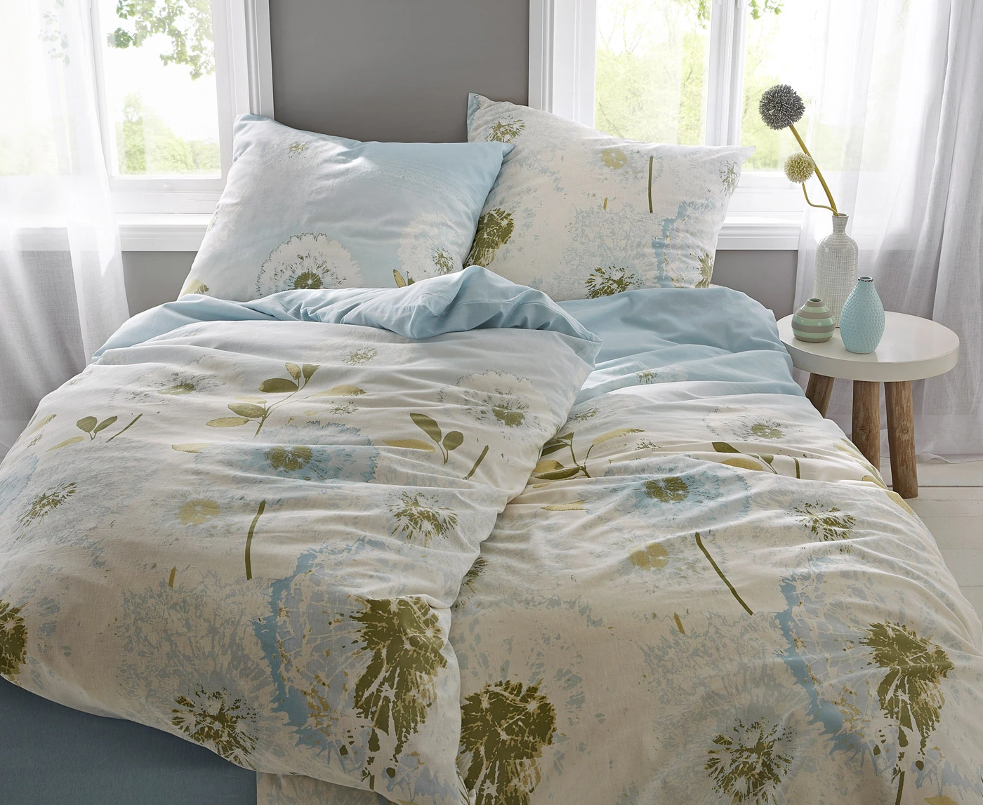 Ágyneműhuzat virágmintával • fehér / ezüstszínű / világoskék / világoskék / világoskék / bézs / világoszöld / mohazöld / új keki virágmintás • bonprix áruház