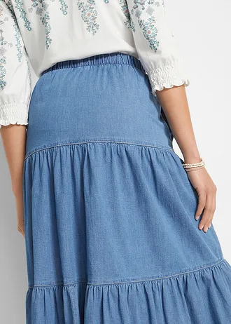 Džínová volánová sukně • světle modrý denim used • bonprix obchod