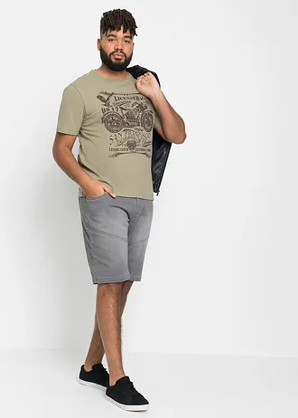 T-shirt met print, Kleur: new kaki