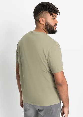 T-shirt van puur katoen, Kleur: new kaki met print