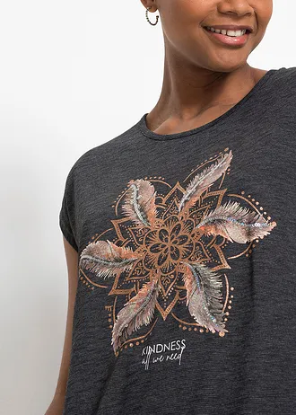 T-shirt z miękkiej mieszanki wiskozy • czarny z nadrukiem • sklep bonprix