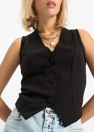 Kostýmková vesta z pevného interlockového materiálu • černá • bonprix obchod