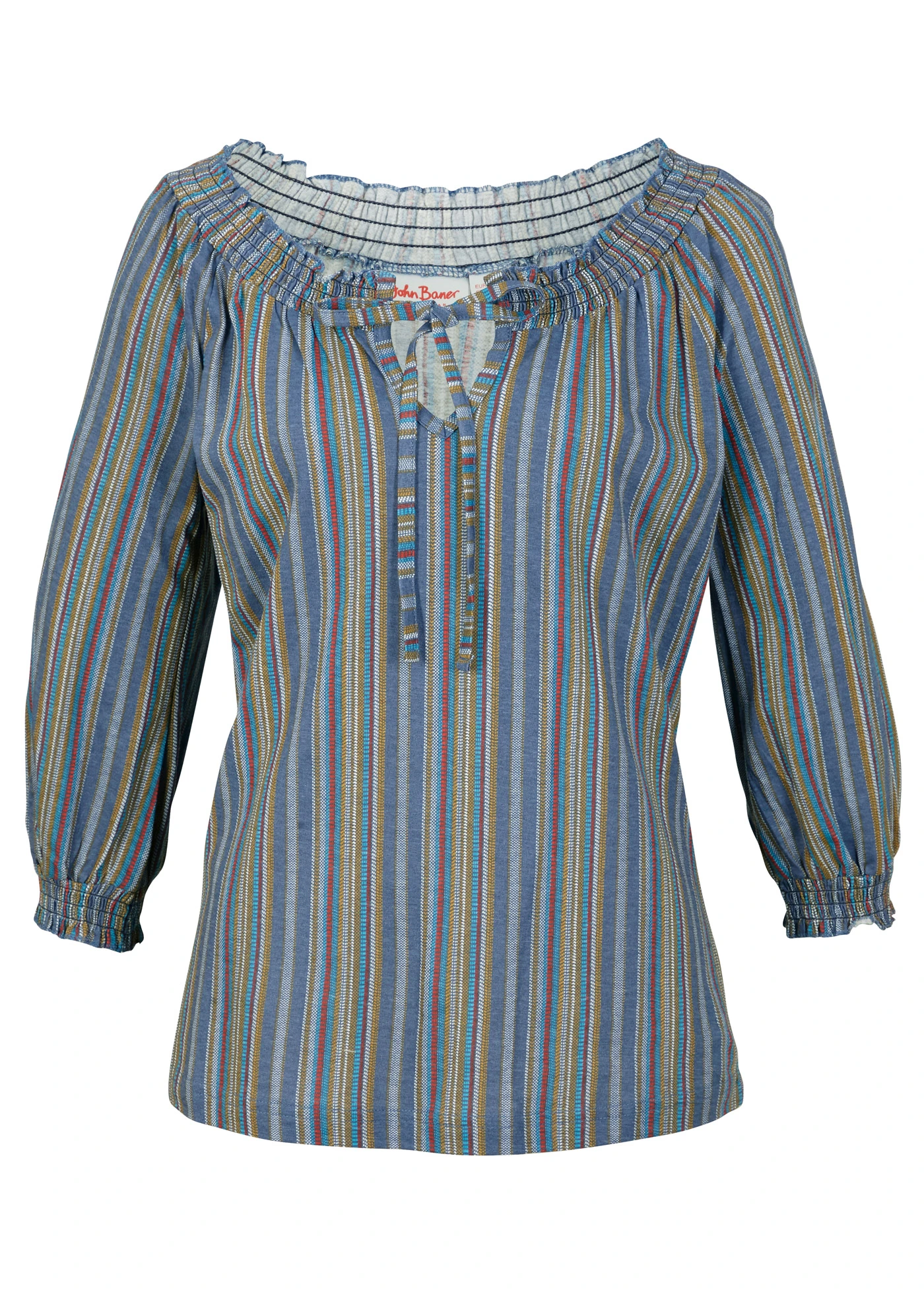 Bluză-tunică cu dungi, cu mâneci 3/4 • indigo cu dungi • magazin bonprix