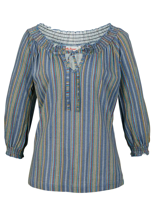 Bluză gen tunică din jerse • indigo cu dungi • magazin bonprix