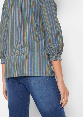 Bluză-tunică cu dungi, cu mâneci 3/4 • indigo cu dungi • magazin bonprix