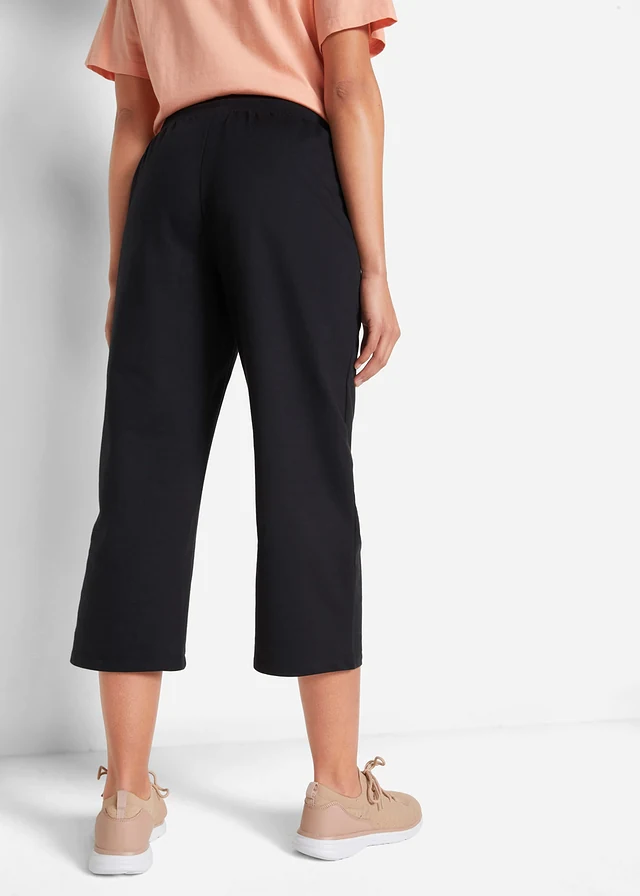 Pantalon de jogging en coton, mi-mollet, Couleur: noir