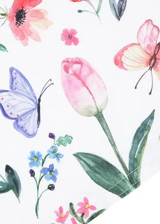 Lot de 4 sets de table avec imprimé fleurs, Couleur: blanc/multicolore